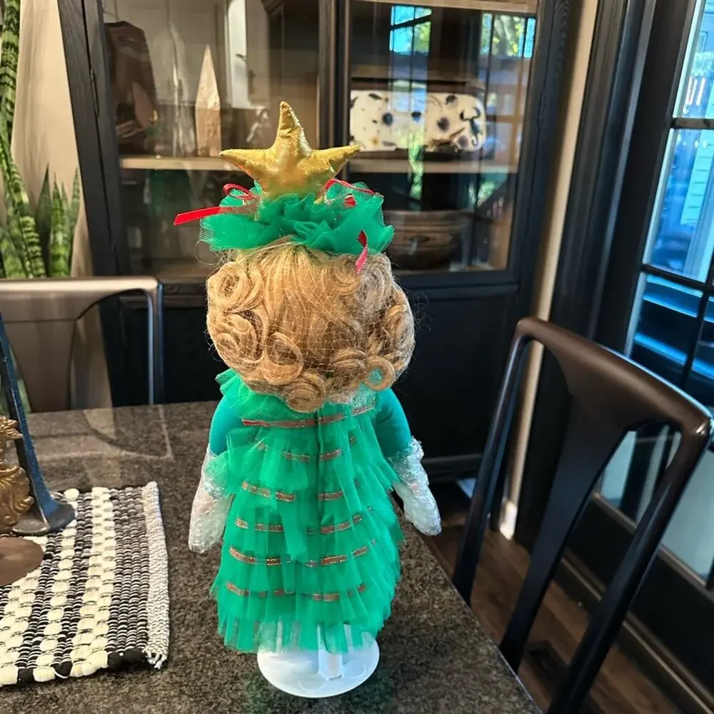 vintage Festive Green Christmas Tree Doll with Star Headpiece NWT still wrapped
